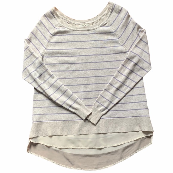 Maurices Sweaters - Maurices Shirttail Striped Blouse Sweater Size Medium Purple/Cream